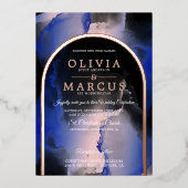 Foil Blush Royal Blue Dreamy Wedding Folieneinladung (Vorderseite)