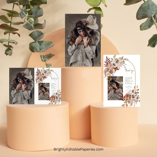 Foil Boho Cowboy & Bride Wedding Dankeschön Karte