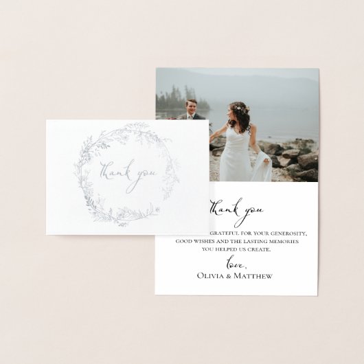 Foil Botanical Wreath Wedding Foto Danke Karte (Anzeige)