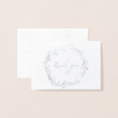 Foil Botanical Wreath Wedding Foto Danke Karte (Vorderseite mit Umschlag)