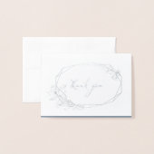 Foil Botanical Wreath Wedding Foto Danke Karte (Vorderseite mit Umschlag)