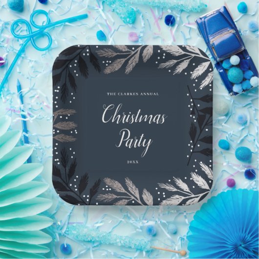 Foil Branches Weihnachtsdruckplatte Party Pappteller (Party)