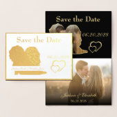 Foil Bridge and Groom Wedding Save the Date Foto Folienkarte (Anzeige)