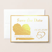 Foil Bridge and Groom Wedding Save the Date Foto Folienkarte (Vorderseite mit Umschlag)