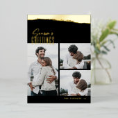 Foil Brushstroke Script Collage Christmas Card Folieneinladung (Stehend vorne)