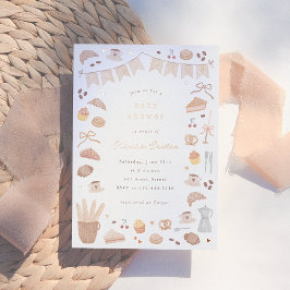 Foil Cafe Bebe Watercolor Baby Shower Folieneinladung