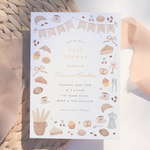 Foil Cafe Bebe Watercolor Babyparty Folieneinladung