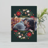 Foil Christmas Wreath Floral Holiday Photo Card Folieneinladung (Stehend vorne)