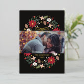 Foil Christmas Wreath Floral Holiday Photo Card Folieneinladung (Stehend vorne)