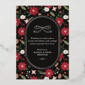 Foil Christmas Wreath Floral Holiday Photo Card Folieneinladung (Rückseite)