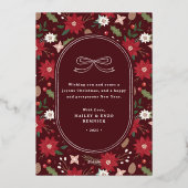 Foil Christmas Wreath Floral Holiday Photo Card Folieneinladung (Rückseite)