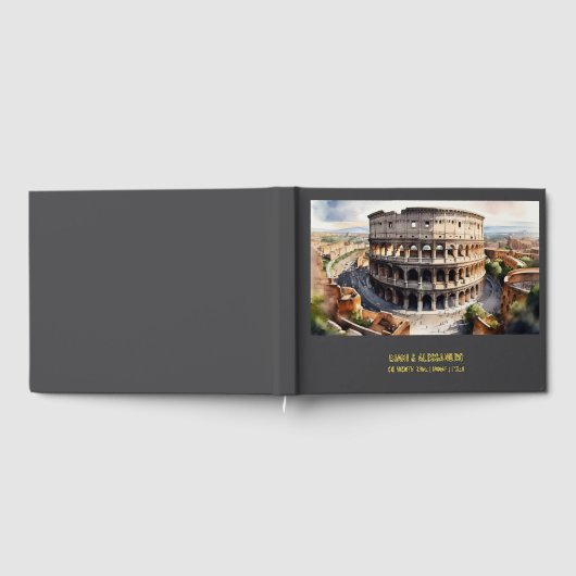 Foil Colosseum Aquarell Hochzeit in Urlaubsort Rom Gästebuch (Voll)