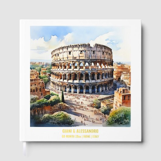Foil Colosseum Aquarell Rome italy Hochzeit Gästebuch (Vorderseite)