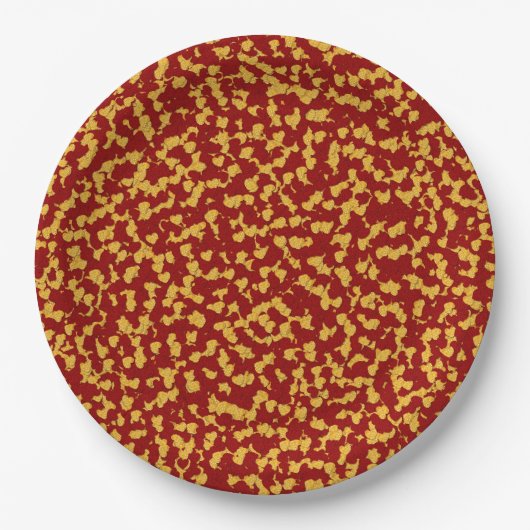 Foil Confetti Hearts, Red-Gold-PAPER-TELLER Pappteller (Vorderseite)