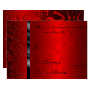 Foil Damask Red Repcard RSVP Karte