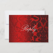 Foil Damask Red Repcard RSVP Karte (Rückseite)