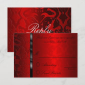 Foil Damask Red Repcard RSVP Karte (Vorne/Hinten)