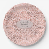 Foil Damask Rose Gold und Blush Wedding Pappteller (Vorderseite)
