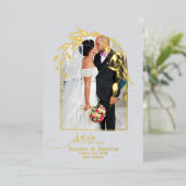 Foil Dusty Blue Eucalyptus Archway YOUR FOTO Folieneinladung (Stehend vorne)