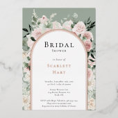 FOIL Dusty Rose Gold Arch Sage Brautparty Folieneinladung (Vorderseite)
