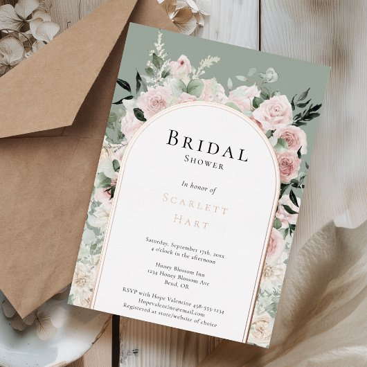 FOIL Dusty Rose Gold Arch Sage Brautparty Folieneinladung