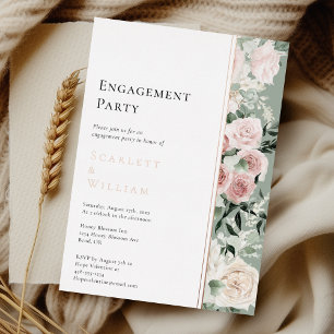FOIL Dusty Rose Gold Sage Vintage Engagement Parte Folieneinladung