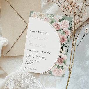 FOIL Dusty Rose Gold Sage Vintage Florale Hochzeit Folieneinladung