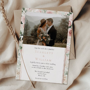 FOIL Dusty Rose Gold Vintage Klassische Hochzeitsf Folieneinladung