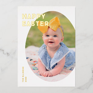 Foil Easter Egal Rahmen Holiday Foto Card - Weiß Folien Feiertagskarte
