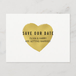 Foil Effect Gold Heart   Save the Date Postkarte
