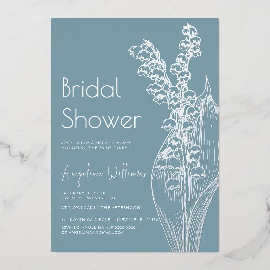 Foil Einladung Brautdusche. (Vorderseite)