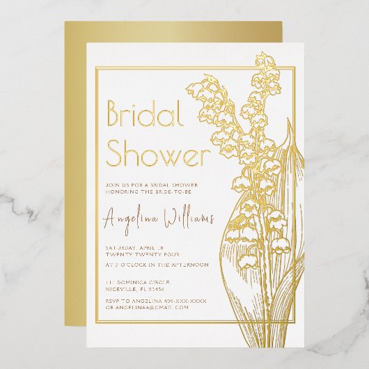 Foil Einladung Brautdusche. (Vorderseite/Rückseite)