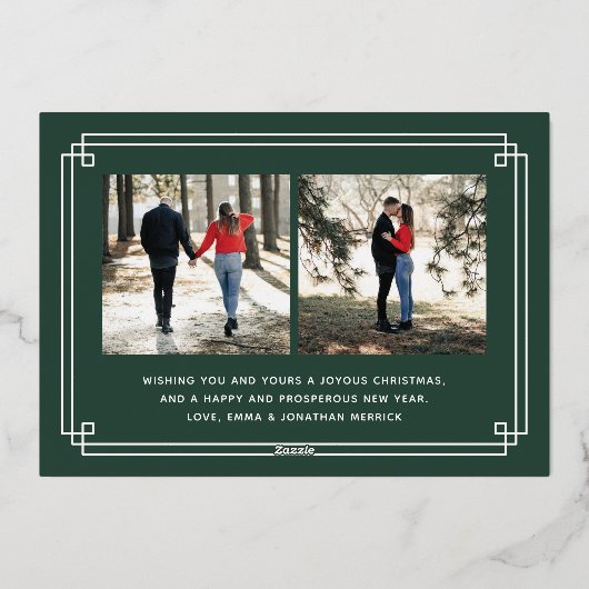 Foil Elegant Deco Joy Frame Holiday Photo Card Folieneinladung (Rückseite)