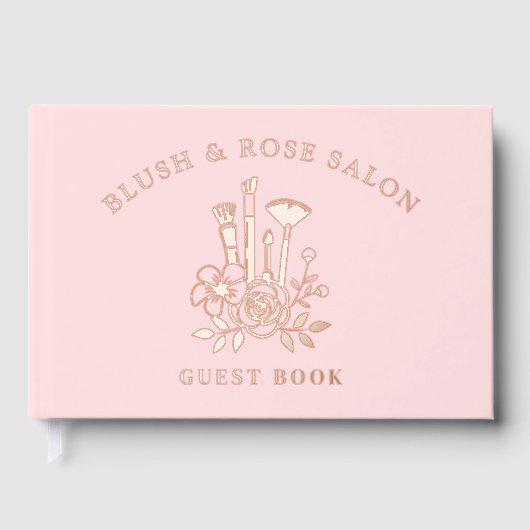 Foil Elegante Blumenstrauß Rosa Makeup Business Gästebuch (Vorderseite)