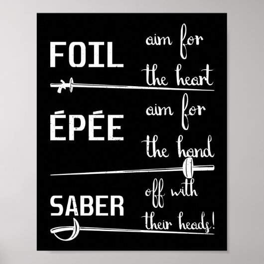 Foil Epee Säbel Definition Fencing Poster (Vorne)