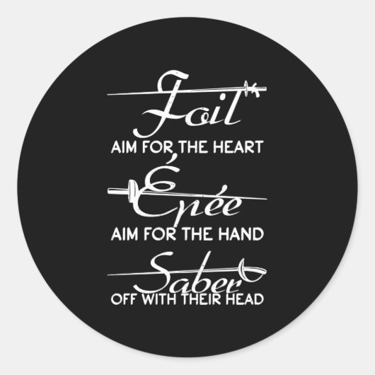 Foil Epee Säbel Fencing Sword Definition Fencer Runder Aufkleber (Vorderseite)
