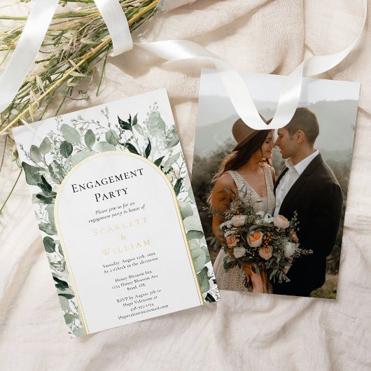 FOIL Eucalyptus Gold Einfaches Foto Engagement Folieneinladung