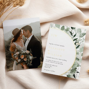 FOIL-Eukalyptus-Gold-Monogramm-Foto-Hochzeit Folieneinladung