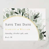 FOIL Eukalyptus Gold Wedding Save the Date Card Folie Einladungspostkarte (Vorderseite)