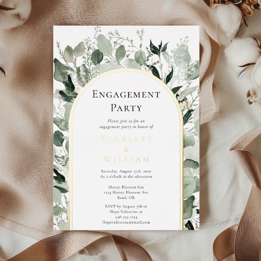 FOIL Eukalyptus Greenerity Gold Engagement Party Folieneinladung