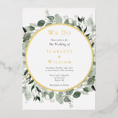 FOIL Eukalyptus Greenery Gold Einfach Hochzeit mac Folieneinladung (Vorderseite)