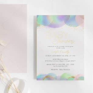 FOIL Farbige Regenbogen-Blasen Baby-Party Folieneinladung
