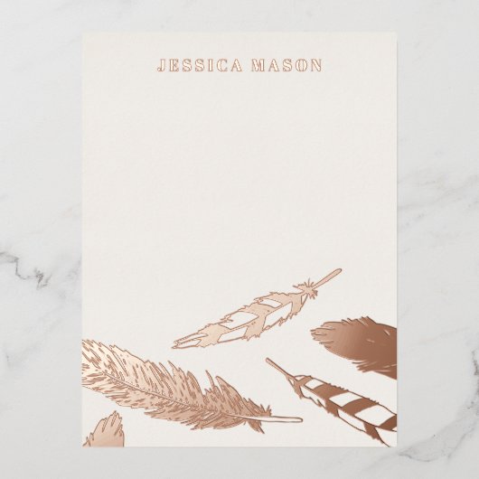 Foil Feathers Zeichnend Stationery Note Card - Bro Folie Einladungspostkarte (Vorderseite)