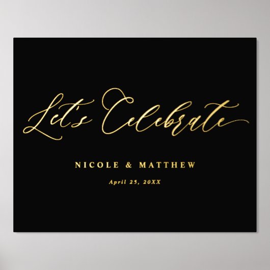 Foil, feiern wir das elegante schwarze Hochzeitssy Foliendrucke (Vorderseite)