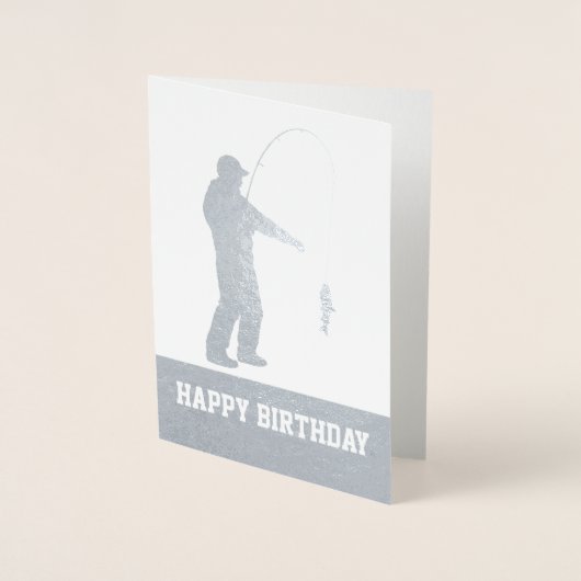 Foil Fishing Happy Birthday Custom Card Folienkarte (Vorderseite)