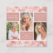 Foil floral Foto Collage Beerdigung Gedenkkarte Quadratische Visitenkarte (Vorderseite)