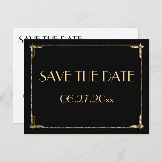 Foil Foil Art Deco Save the Date Postkarten (Vorne/Hinten)