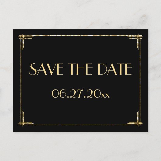 Foil Foil Art Deco Save the Date Postkarten (Vorderseite)