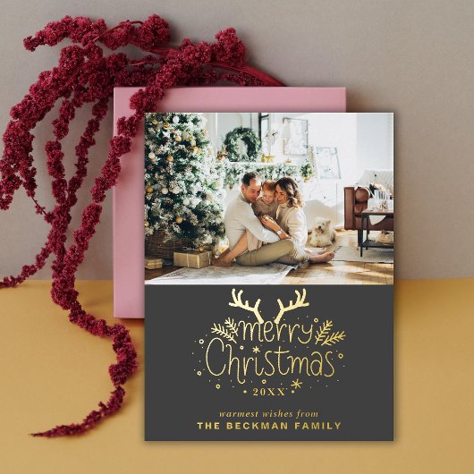 Foil Foto Frohe Weihnachts-Rentier Postkarte