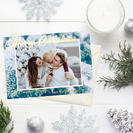 Foil Foto Holiday Card mit schneebedeckter Evergre Folien Feiertagskarte